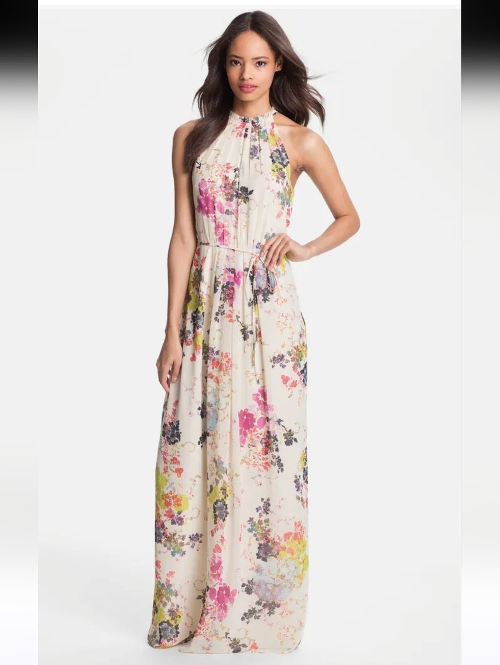 Ted Baker London Attavia Summer Bloom Maxi Dress Size 3 US 8 Cream Multi Floral